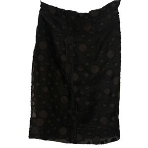 Hugo Boss‎ black cotton silk sheer layered dot mono tone midi pencil skirt